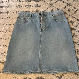 NWOT Boden Button Fly Denim Mini Skirt